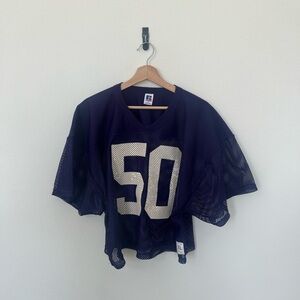 Men’s XL Purple Vintage Mesh Football Jersey with Number 50 - Russell Athletic